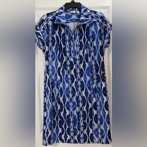 Chico's Blue and White Midi Dress Chico’s Size 1 M/8 Chest 36 1/2 -37 1/2 inches